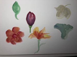 Step 5 – Malen der zusätzlichen Elemente, in meinem Fall Blüten und Blätter